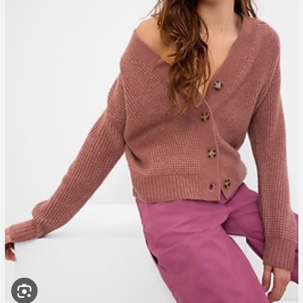 Gap dusty rose waffle cardigan, S, new with tags!